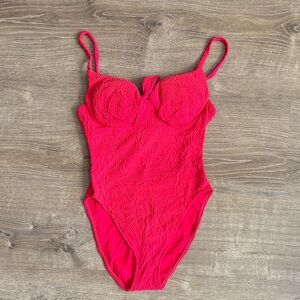 Vibrant Pink Textured Vintage Swimsuit